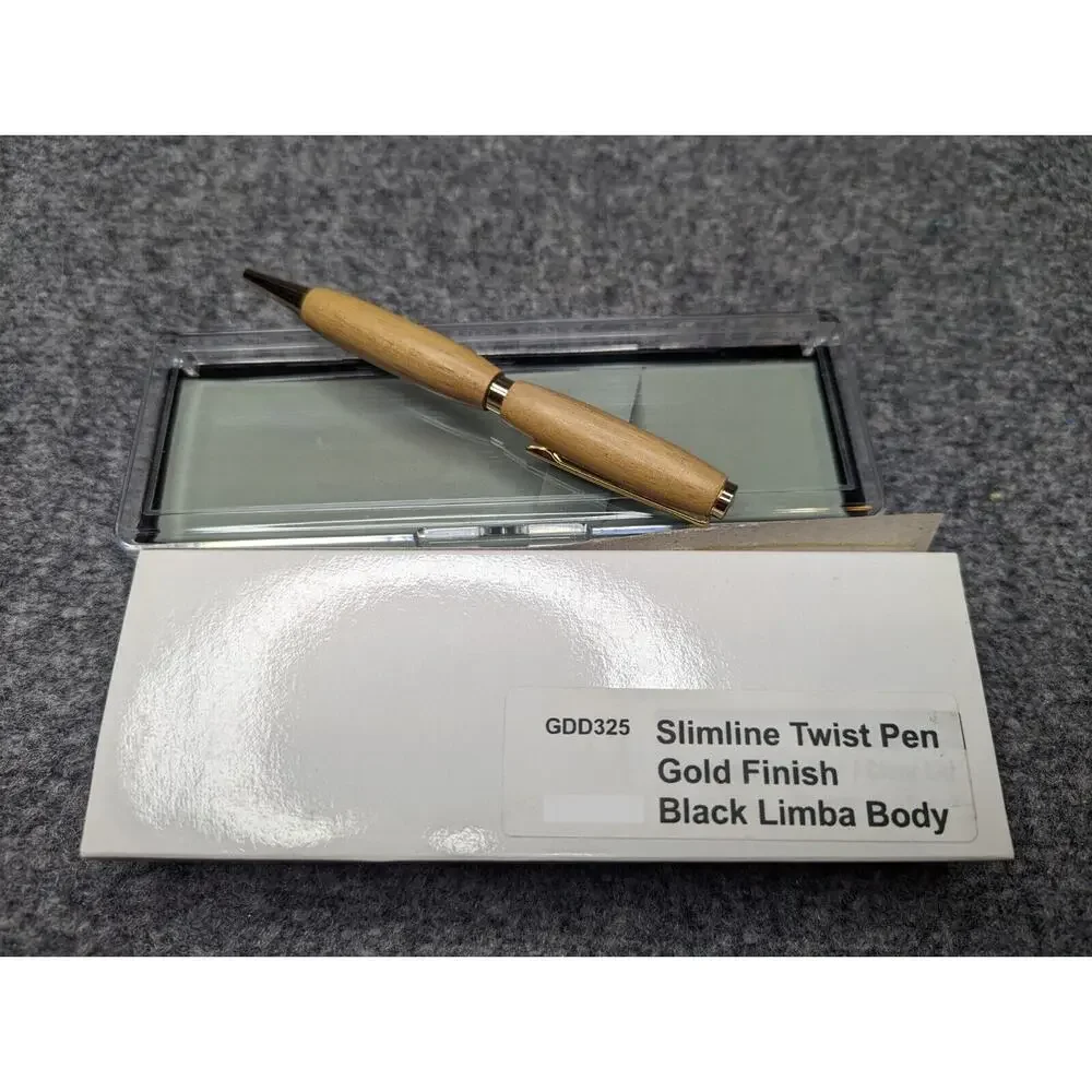 Slimline Twist Pen Gold‎ finish Black Limba Body Hand Turned Pen